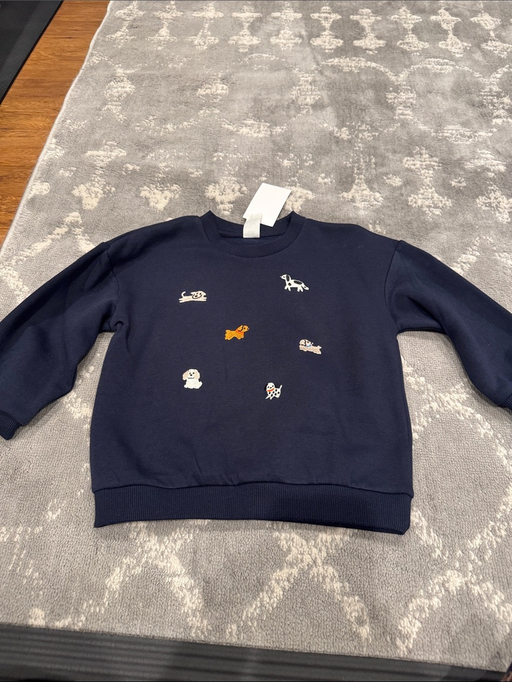 H&M Navy Sweatshirt with Small Dog Embroidery